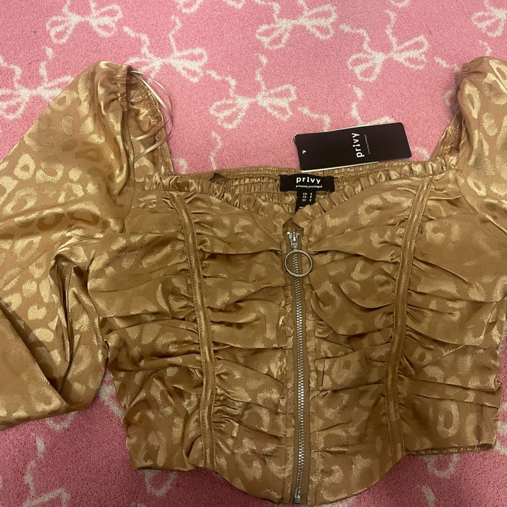 Gold Off-Shoulder Ruffled Top - Picture 2 of 3